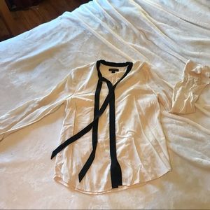 J Crew Silk Cream & Black Blouse